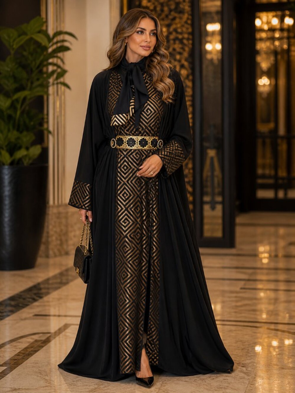 DUBAI CUSTOM ABAYA Wedding Dress Evening Kaftan Robe Maxi Thobe Scarf XL 1X 2X